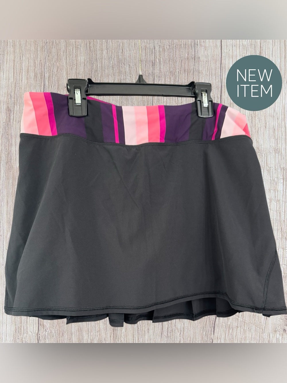 Black Skirt with Pink & Purple Striped Waistband